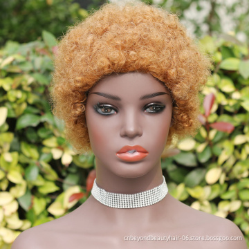 Wholesale Light Brown Short Pixie Cut Wig Human Hair Wigs Kinky Curl Human Hair Wigs Peruvian Hair